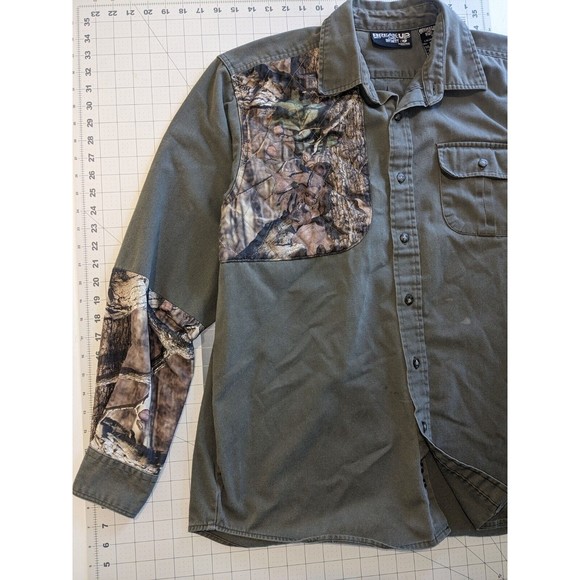 Men's Shirt Size Large L Mossy Oak Green Long Sleeve Button Up Break-Up Infinity - Picture 4 of 8
